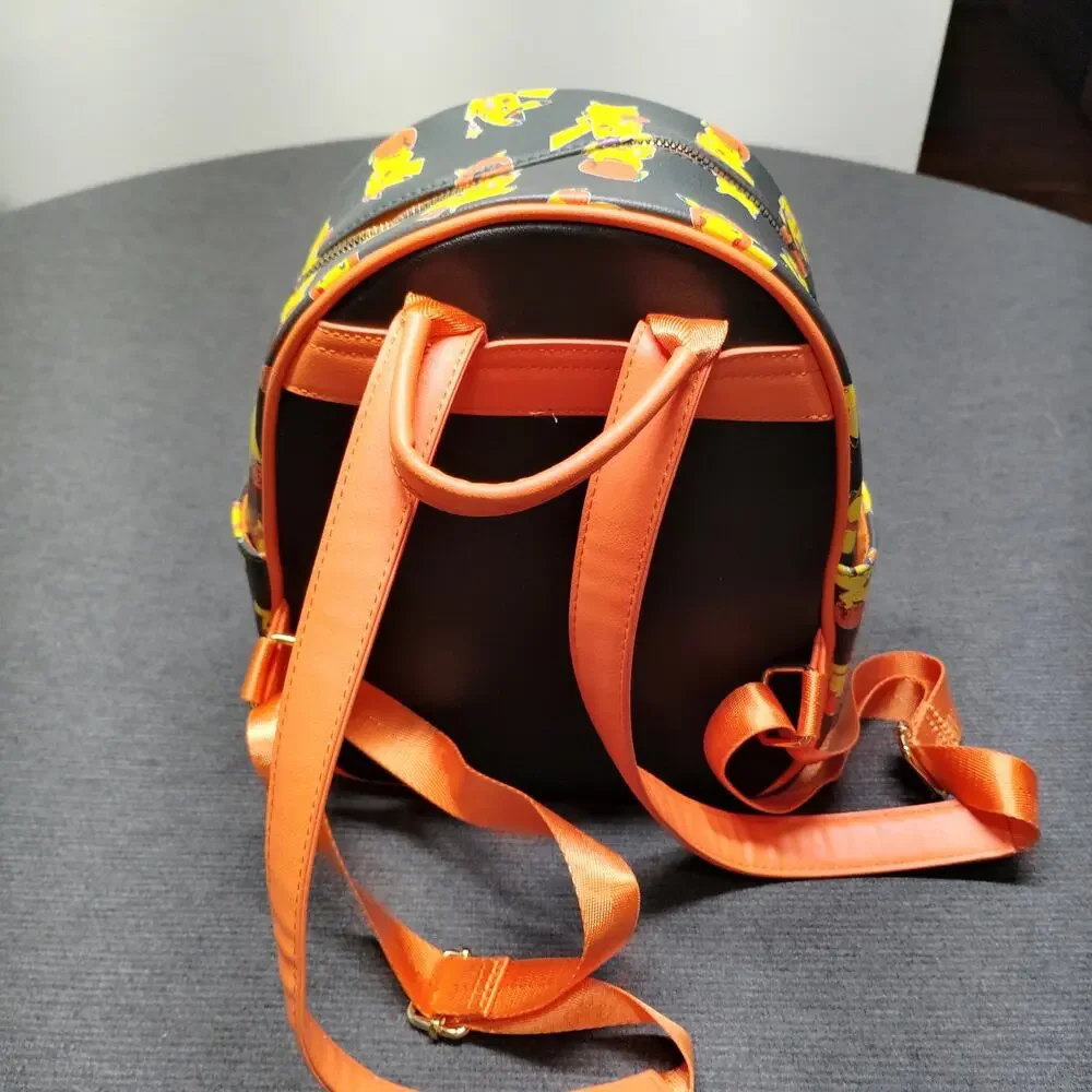 Pokémon Pikachu Mini Backpack Bioworld All-Over Print Black Orange Faux Leather